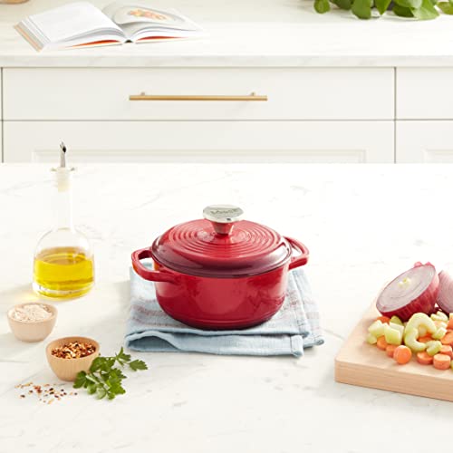 Lodge 1.5 Quart Enameled Cast Iron Dutch Oven With Lid - Dual Handles - Oven Safe Up To 500 F Or On Stovetop - Use To Marinate,